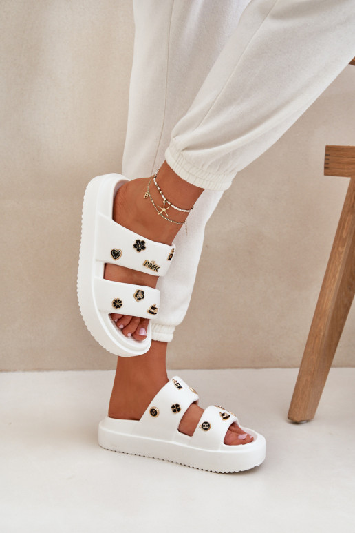  Moteriškos šlepetės Z Przypinkami baltos spalvos Ravanala