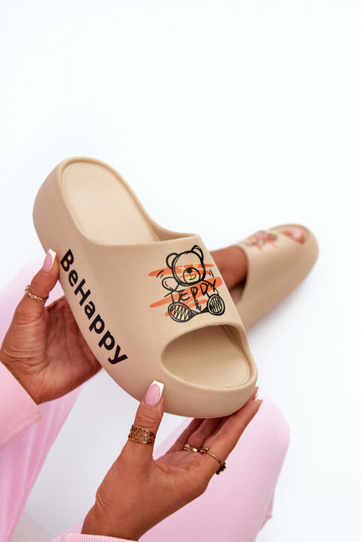  Moteriškos šlepetės su masyviu padu   smėlio spalvos Serefina