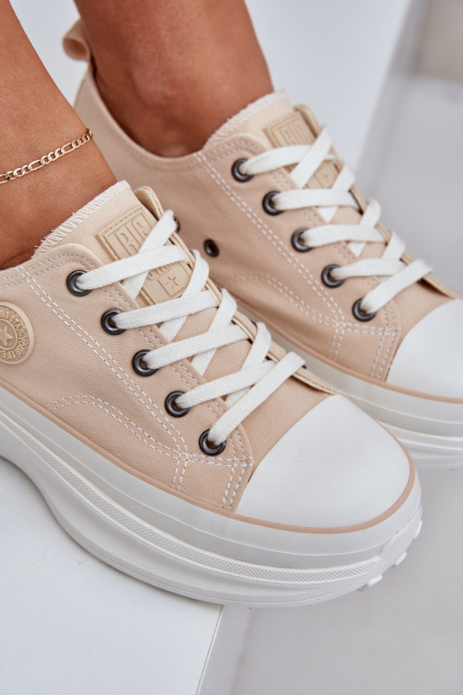 Moteriški batai su madingais masyviais padais Big Star NN274127 smėlio spalvos