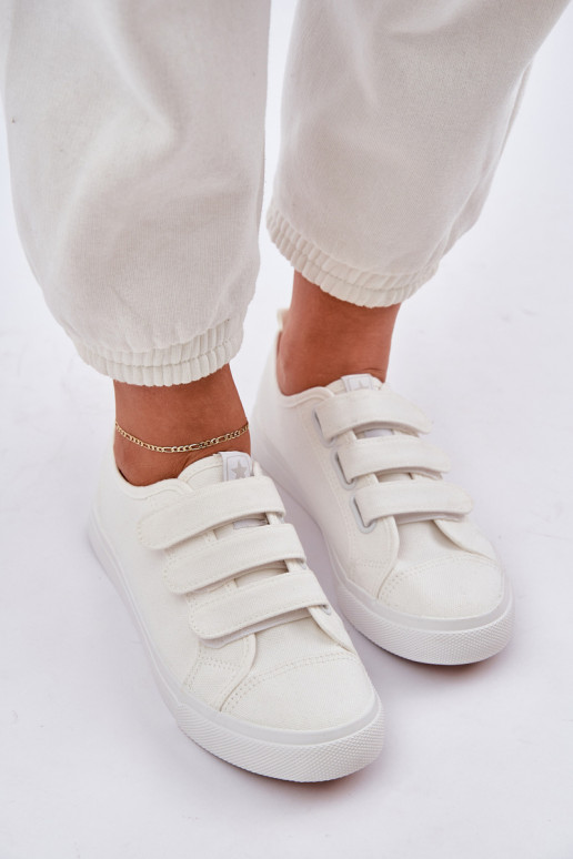  lygiapadžiai sportbačiai su lipniais užsegimais baltos spalvos Dilan