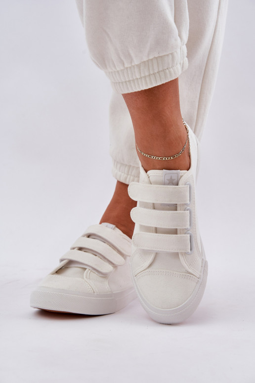  lygiapadžiai sportbačiai su lipniais užsegimais baltos spalvos Dilan