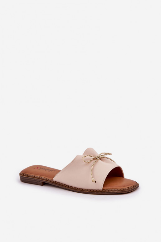 Šlepetės  dekoruoti Kokardką smėlio spalvos Deonelis