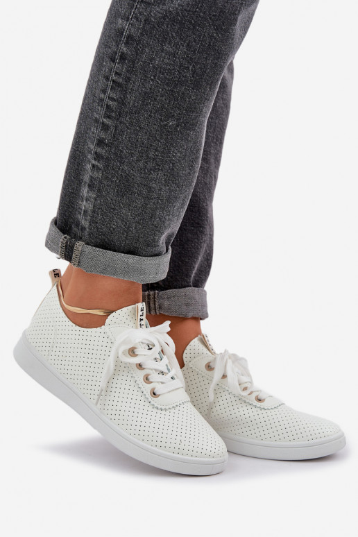 Suvarstomi ažūriniai laisvalaikio bateliai dramblio kaulo spalvos Carinel