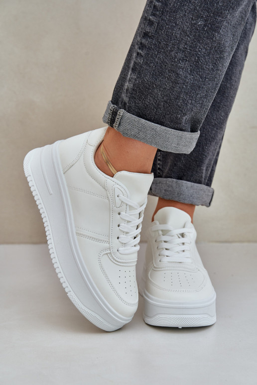  modelio batai iš eko odos su platforma baltos spalvos Dorreia