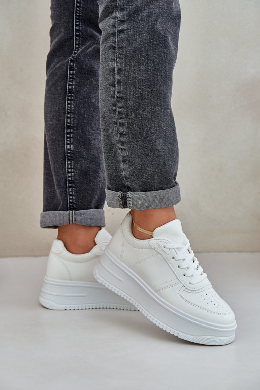  modelio batai iš eko odos su platforma baltos spalvos Dorreia