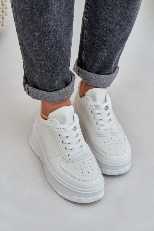  modelio batai iš eko odos su platforma baltos spalvos Dorreia