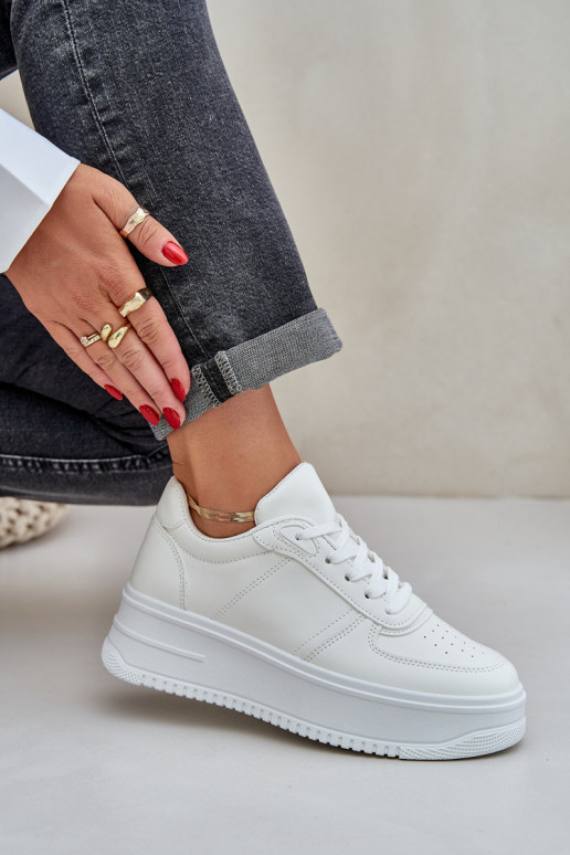  modelio batai iš eko odos su platforma baltos spalvos Dorreia
