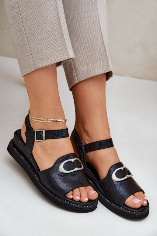 Lakuotos basutės moterims  su ornamentais Juodos spalvos Salianes