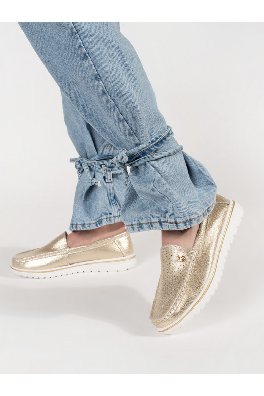 aukso spalvos mokasinai 