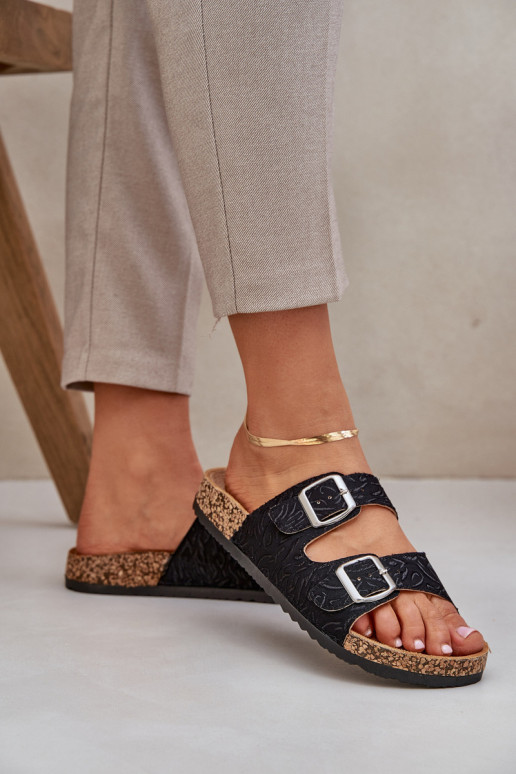  Šlepetės  su sagtimis Juodos spalvos Atera