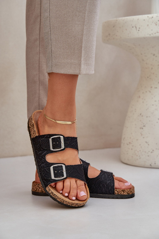  Šlepetės  su sagtimis Juodos spalvos Atera