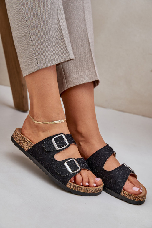  Šlepetės  su sagtimis Juodos spalvos Atera