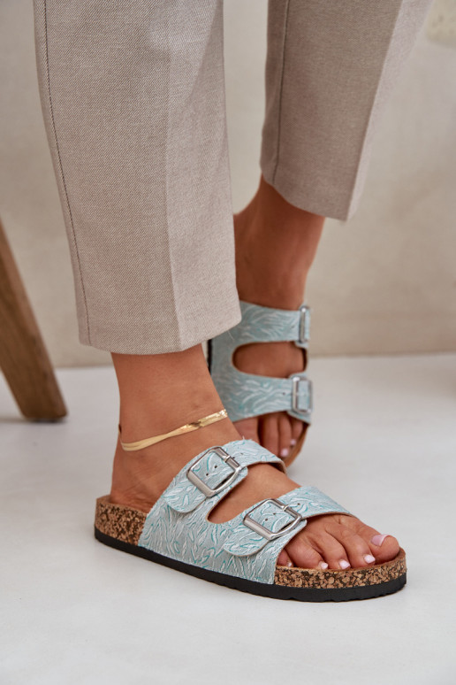  Šlepetės  su sagtimis mėtinės spalvos Atera