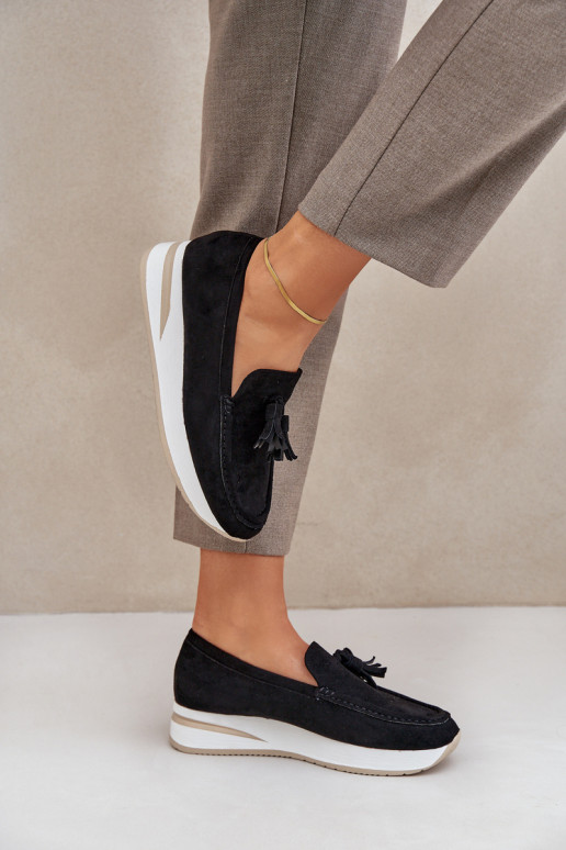 Mokasinai Na m Koturnie iš eko zomšosowe Juodos spalvos Challavia