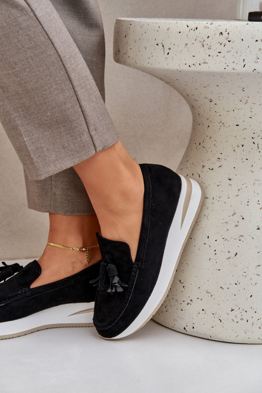 Mokasinai Na m Koturnie iš eko zomšosowe Juodos spalvos Challavia