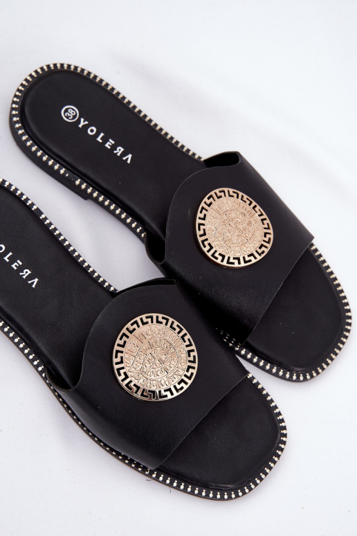 Eko Šlepetės su plačiais kulniukais Z Ozdoba Juodos spalvos Tatereia