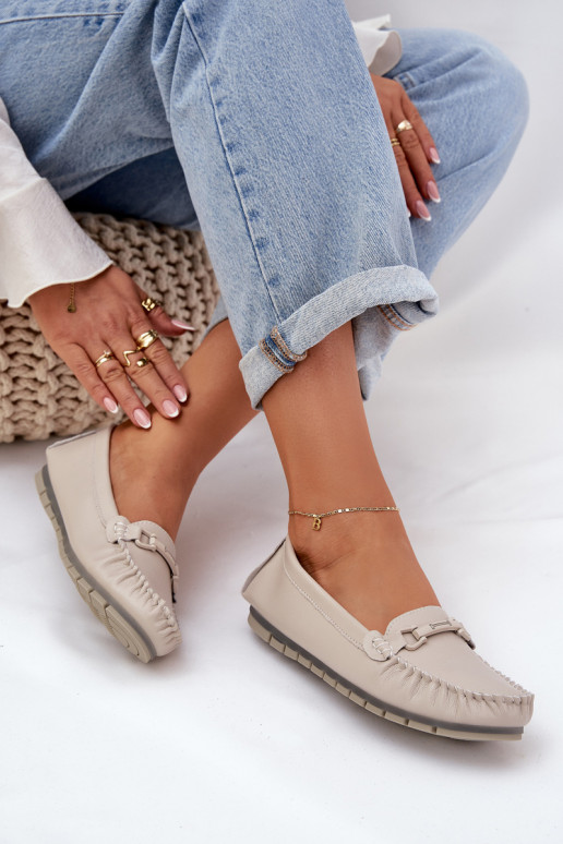 lygiapadžiai   Mokasinai su ornamentais S.Barski LR51-547 smėlio spalvos