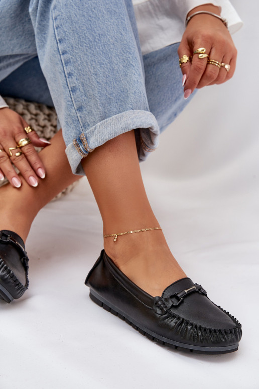 lygiapadžiai   Mokasinai su ornamentais S.Barski LR51-547 Juodos spalvos