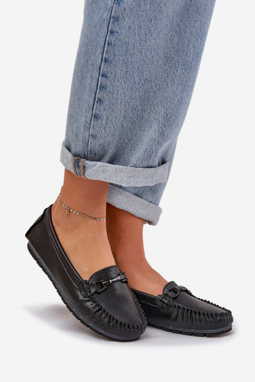 lygiapadžiai   Mokasinai su ornamentais S.Barski LR51-547 Juodos spalvos