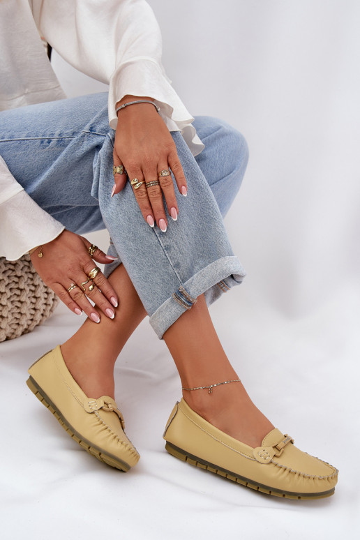 lygiapadžiai   Mokasinai su ornamentais S.Barski LR51-547 geltonos spalvos