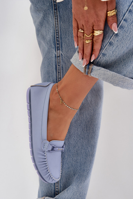 lygiapadžiai   Mokasinai su ornamentais S.Barski LR51-547 mėlynos spalvos