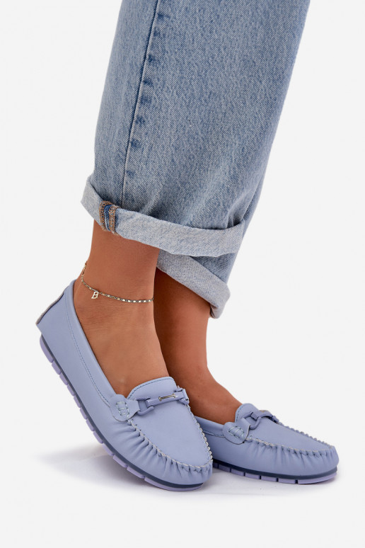 lygiapadžiai   Mokasinai su ornamentais S.Barski LR51-547 mėlynos spalvos