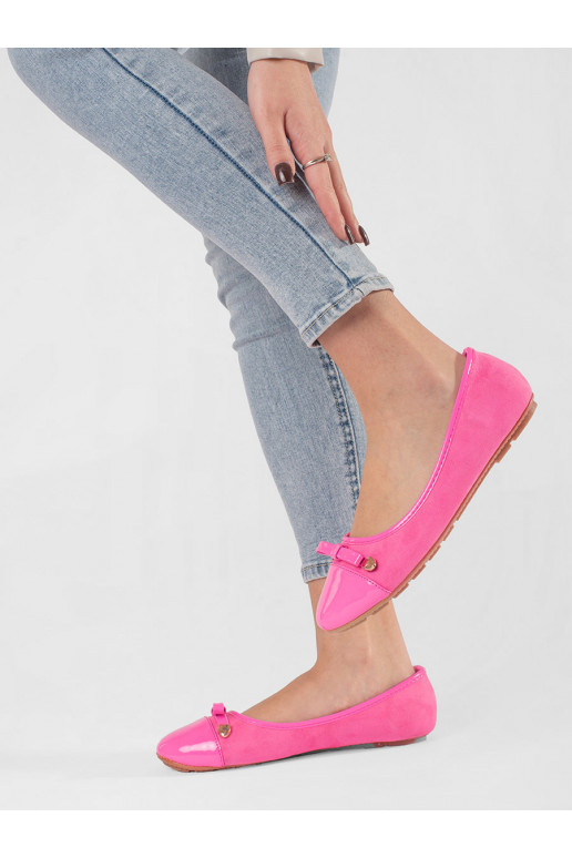 rožinės spalvos  balerinos z lakierowanym noskiem