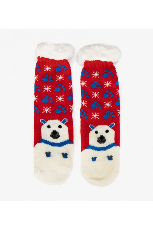 Raudonos izoliuotos kojinės su Lima Bear