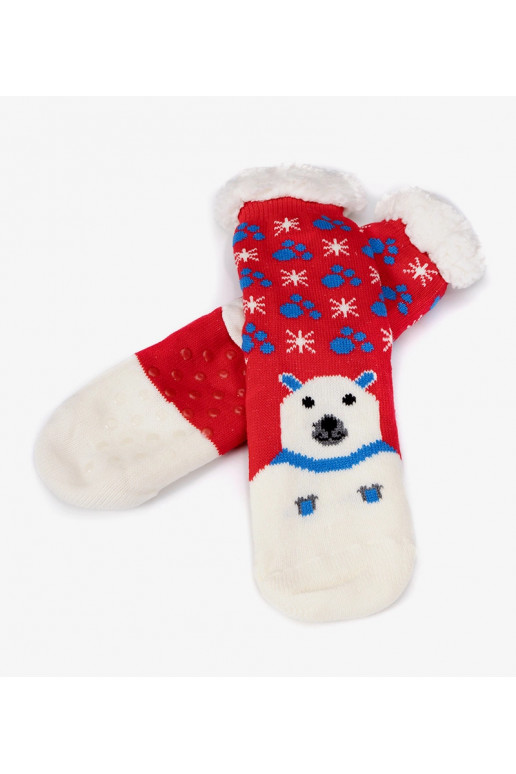 Raudonos izoliuotos kojinės su Lima Bear