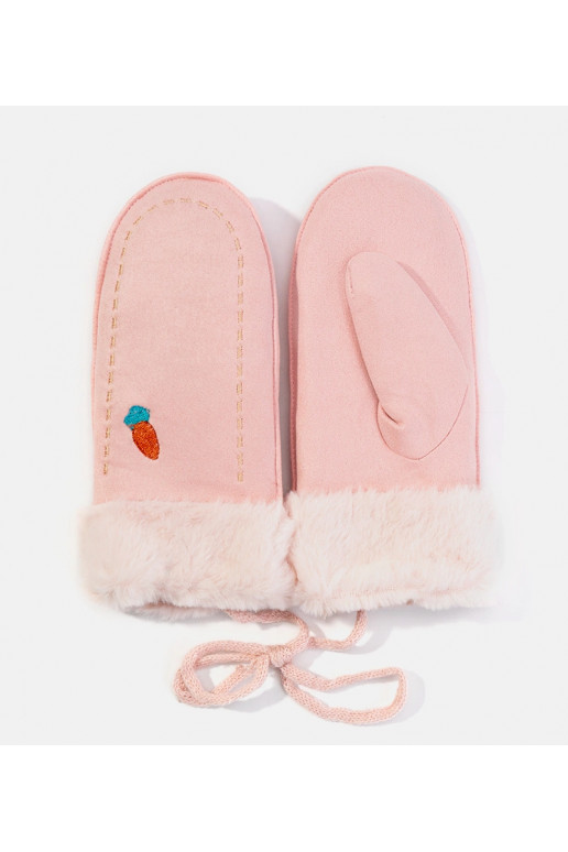 Morkų rožinės vaikiškos pirštinės