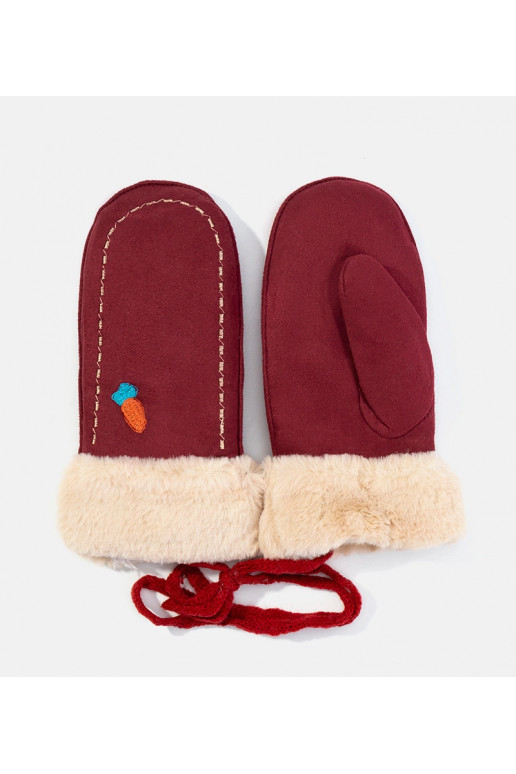 Burgundijos morkų vaikiškos pirštinės