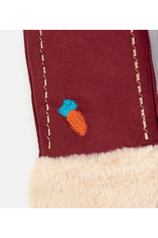 Burgundijos morkų vaikiškos pirštinės