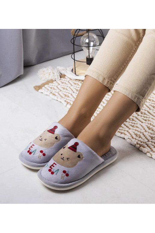 Pilkos minkštos Bear šlepetės