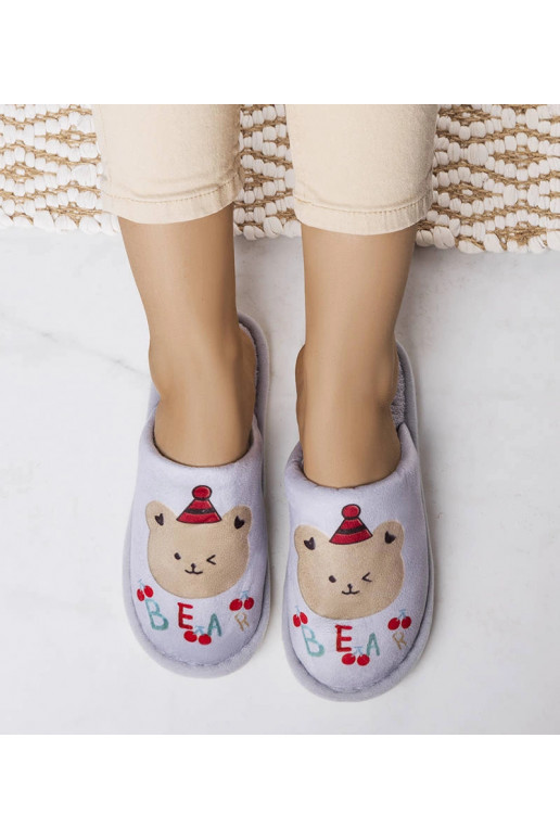 Pilkos minkštos Bear šlepetės