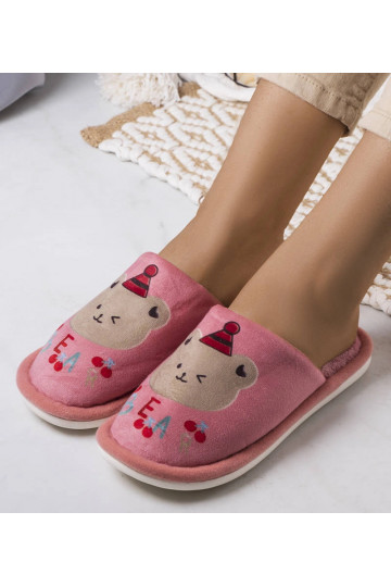 Rožinės minkštos Bear šlepetės