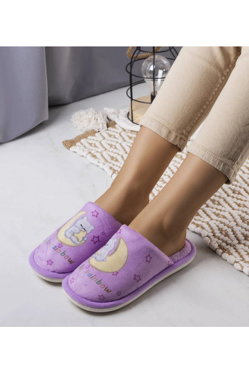Vaivorykštės mėnulio minkštos violetinės šlepetės