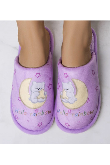 Vaivorykštės mėnulio minkštos violetinės šlepetės 2