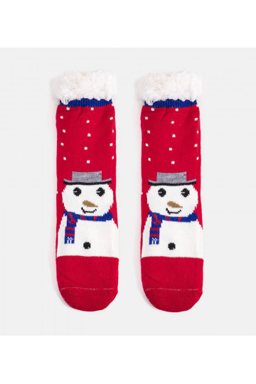 Raudonos izoliuotos kojinės su Challi the Snowman