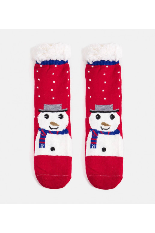 Raudonos izoliuotos kojinės su Challi the Snowman