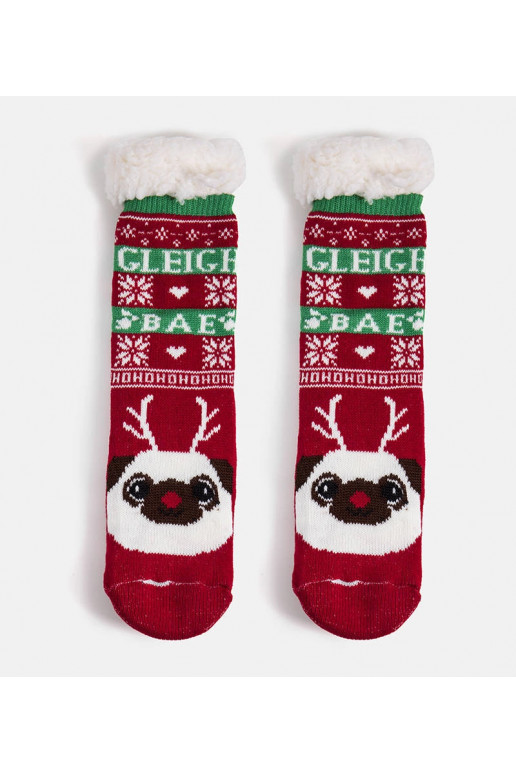 Raudonos šiltos kojinės su Challi the...