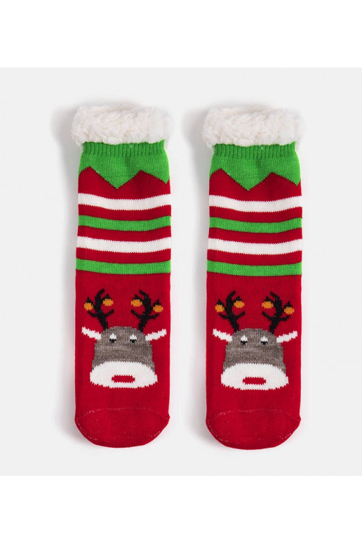 Raudonos šiltos kojinės su šiaurės...
