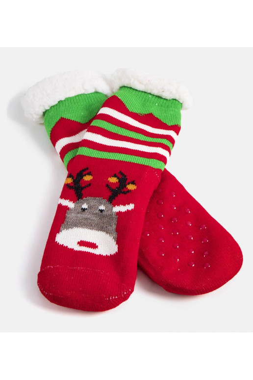 Raudonos šiltos kojinės su šiaurės...
