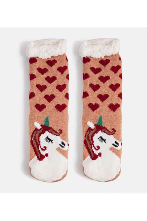 Smėlio spalvos kojinės su avikailiu...