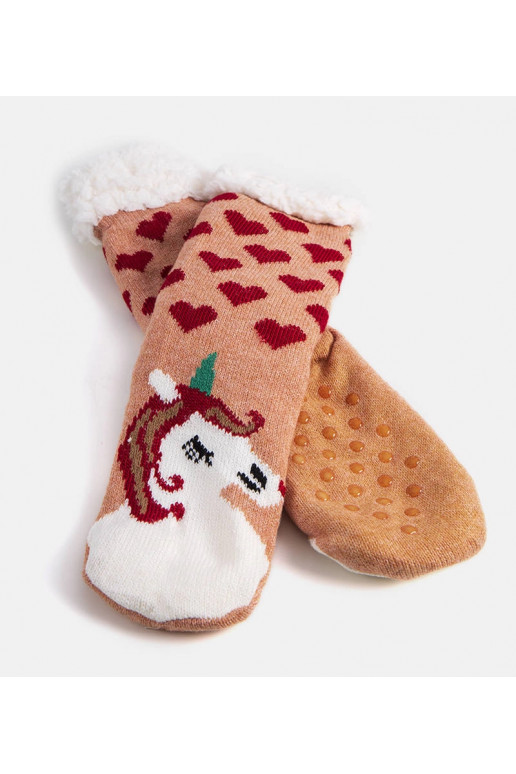 Smėlio spalvos kojinės su avikailiu...