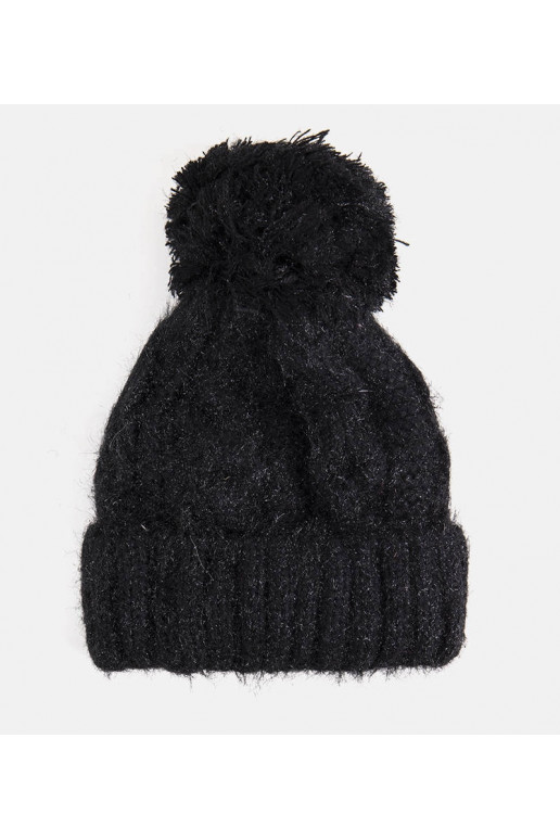 Karloti Black Pompom Hat