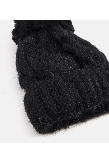 Karloti Black Pompom Hat 2