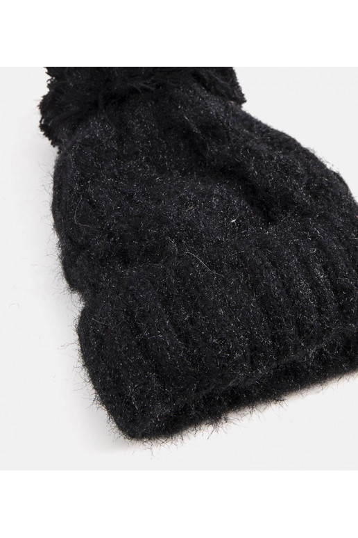 Karloti Black Pompom Hat