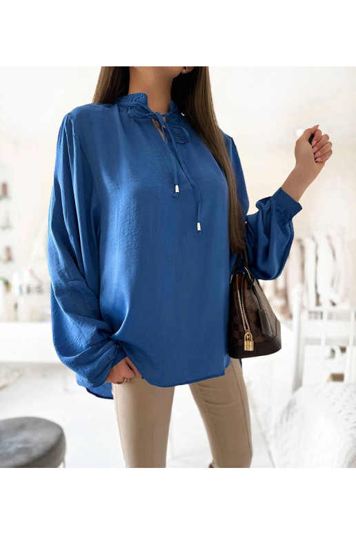 Jewelsi mėlyni laisvi marškinėliai