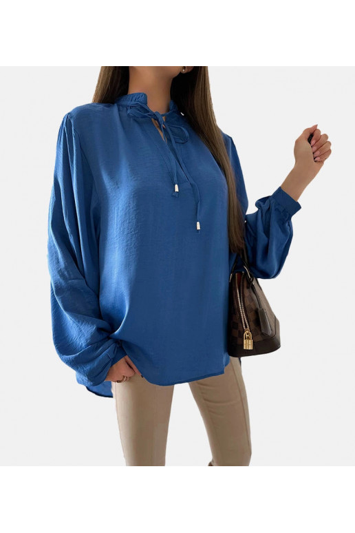 Jewelsi mėlyni laisvi marškinėliai