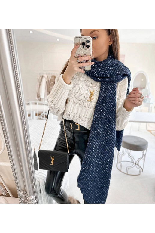 Khalil tamsiai mėlynas taškuotas šalikas